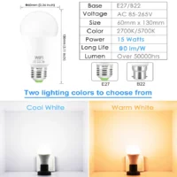 Smart Light Lamp Wifi Bulb 15W E27 B22 Dimmable LED Night Light 110V 220V Voice Control Compatible with Amazon Alexa Google Home - Image 2