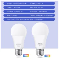 COOLO Tuya 15W 18W WiFi Smart Light Bulb E27 RGB LED Lamp Intelligent Dimmable Warm White Lamp Google Home Alexa Voice Control - Image 2
