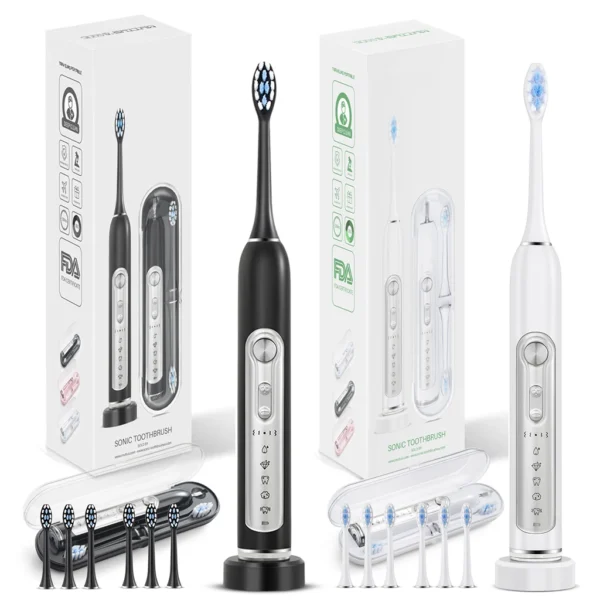 SUBORT Super Sonic Electric Toothbrushes for Adults Kid Smart Timer Whitening Toothbrush IPX7 Waterproof Replaceable Heads Set