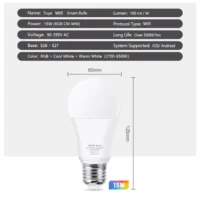 15W WiFi Smart Led Light Bulb E27 LED RGBCW Smart Bulb Voice Control Via Google Home Tuya Smart Life App Alexa RGB Lamp 110-220V - Image 2