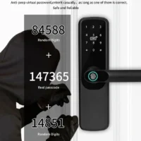 Tuya Wifi Electronic Smart Door Lock With Biometric Fingerprint / Smart Card / Password / Key Unlock/ USB Emergency Charge - Image 2