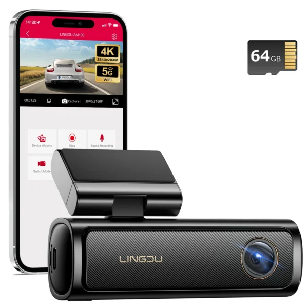 LINGDU AM100 4K Dash Cam GPS ADAS Camera Front Cam 150FOV Car DVR 24H Parking Support Rear Interior Cam WIFI & App Control