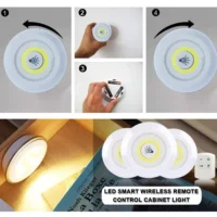 Smart Wireless Led Light Kitchen Under Furniture Dimmable Lamps Bedroom Wardrobe Lighting Round with Remote Control LED Lights - Image 3