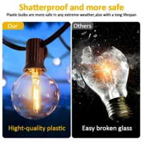 Solar String Lights Outdoor G40 Patio Lights USB Recharger - Image 6