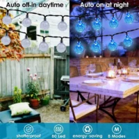 Solar String Lights Outdoor 200 Led Crystal Globe Lights Waterproof Solar Festoon Fairy Light for Garden Christmas Ramadan Decor - Image 3