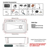 Waterfall Kitchen Sink Digital Display Single Bowl Kitchen Sinks Multifunctional Mordern Smart Sinks with Two Waterfall - Image 6