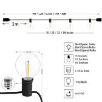 Festoon LED Globe String Light Fairy LED G40 Outdoor For Christmas Party Garden Decorative Garland Lamp Street Patio Backyard - Image 2
