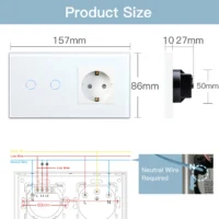 BSEED Wifi Touch Swithces Wall Light Switch With EU Socket USB Type-C Plugs Tuya Smart Life Alexa Yandex App Control Glass Panel - Image 5