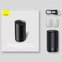 Aroma Diffuser for Car with 60ml Air Freshener with Dual Port Smart Air Diffuser with App Control Baseus for Car Peach Fragrance - Image 6