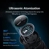 Aroma Diffuser for Car with 60ml Air Freshener with Dual Port Smart Air Diffuser with App Control Baseus for Car Peach Fragrance - Image 3