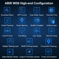 Window Vacuum Robot Cleaner ABIR WD8, Dual Ultrasonic Spray, AI intelligent Wipping, Updated Laser,Smart Home Glass Wall Washing - Image 6