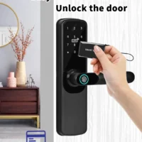 Tuya Wifi Electronic Smart Door Lock With Biometric Fingerprint / Smart Card / Password / Key Unlock/ USB Emergency Charge - Image 3