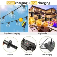 Solar String Lights Outdoor G40 Patio Lights USB Recharger - Image 5
