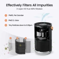 Smartmi Air Purifier P1 for Home, ZMKQJHQP11, CADR 250m³/h, Accurate Monitoring, Efficient Filtration, Remove Dust PM2.5 Pollen - Image 2