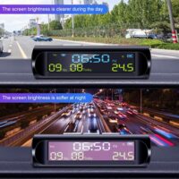 Solar-Powered Car Digital Clock with USB Charge & LED Display - Image 3