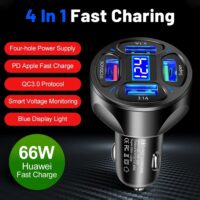 66W 4-Port Fast Charging USB Car Charger with Quick Charge 3.0 - Image 3