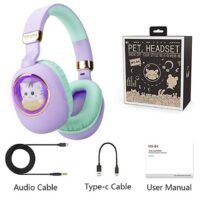 Cute Cat & Squirrel RGB Wireless Headphones - Bluetooth 5.1, LED Lights & Mic for Kids - Image 2