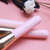 4Pcs Portable Mini Pink Makeup Brushes Set with Bag for Travel - Image 4
