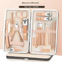Rose Gold Stainless Steel Nail Art & Grooming Kit - Image 2