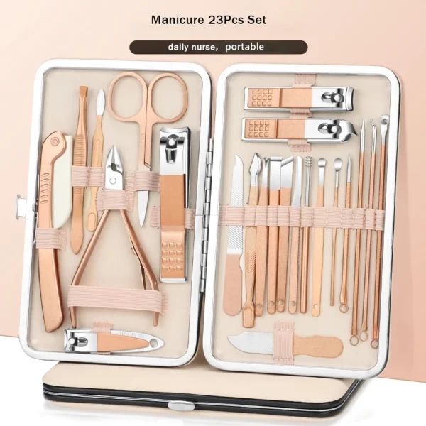 Rose Gold Stainless Steel Nail Art & Grooming Kit