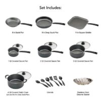 18-Piece Non-stick Cookware Set, Easy-Clean, Gray - Image 3
