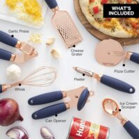 Elegant Rose Gold 7-Piece Kitchen Utensil Set with Silicone Handles - Image 3