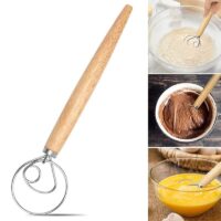 Multi-Function Danish Dough Whisk with Wood Handle - Stainless Steel Hand Mixer for Baking - Image 4
