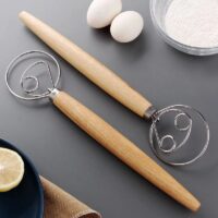 Multi-Function Danish Dough Whisk with Wood Handle - Stainless Steel Hand Mixer for Baking - Image 5