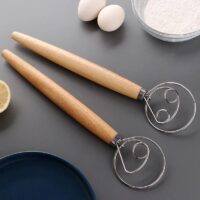 Multi-Function Danish Dough Whisk with Wood Handle - Stainless Steel Hand Mixer for Baking - Image 7
