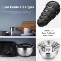 Mixing Bowl Set of 5, Stainless Steel Nesting Bowls for Kitchen - Image 6
