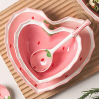 Charming Heart-Shaped Strawberry Ceramic Bowl - Image 7
