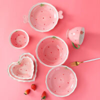 Charming Heart-Shaped Strawberry Ceramic Bowl - Image 4