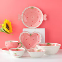 Charming Heart-Shaped Strawberry Ceramic Bowl - Image 2