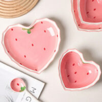 Charming Heart-Shaped Strawberry Ceramic Bowl - Image 5