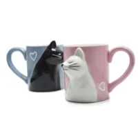3D Kiss Cat Ceramic Mugs Set - Image 3