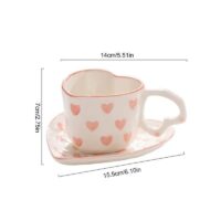 Heart-Shaped Pink Love Ceramic Coffee Cup Set - Image 5