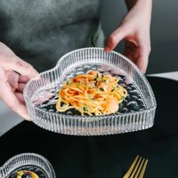 Heart-Shaped Glass Dessert Plate with Gold Rim - Image 4