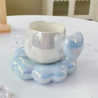 Ceramic Coffee Cup with Saucer and Spoon - Image 3