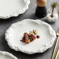 Elegant European Style Ceramic Tableware - Rockpattern Shallow Plate for Home and Business - Image 2