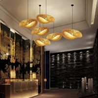 Elegant Bamboo Hand-Woven LED Pendant Light - Image 3