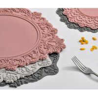 45CM Silicone Oval Placemat Flower Embossed Large Lace Tablemat - Image 4