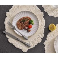 45CM Silicone Oval Placemat Flower Embossed Large Lace Tablemat - Image 2