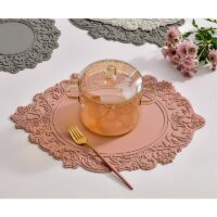 45CM Silicone Oval Placemat Flower Embossed Large Lace Tablemat - Image 3