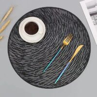 Luxurious Hibiscus Flower Bronzing PVC Table Mat - Heat Resistant, Decorative Placemat for Special Occasions - Image 3