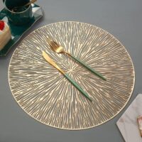 Luxurious Hibiscus Flower Bronzing PVC Table Mat - Heat Resistant, Decorative Placemat for Special Occasions - Image 4