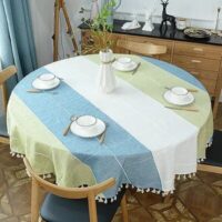 Plaid Cotton Linen Round Tablecloth - Image 3
