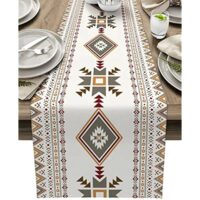 Retro Geometric Figure Linen Table Runner - Image 3