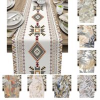 Retro Geometric Figure Linen Table Runner - Image 2