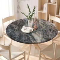 Marble Texture Fitted Round Tablecloth - Image 4