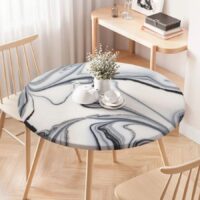 Marble Texture Fitted Round Tablecloth - Image 5